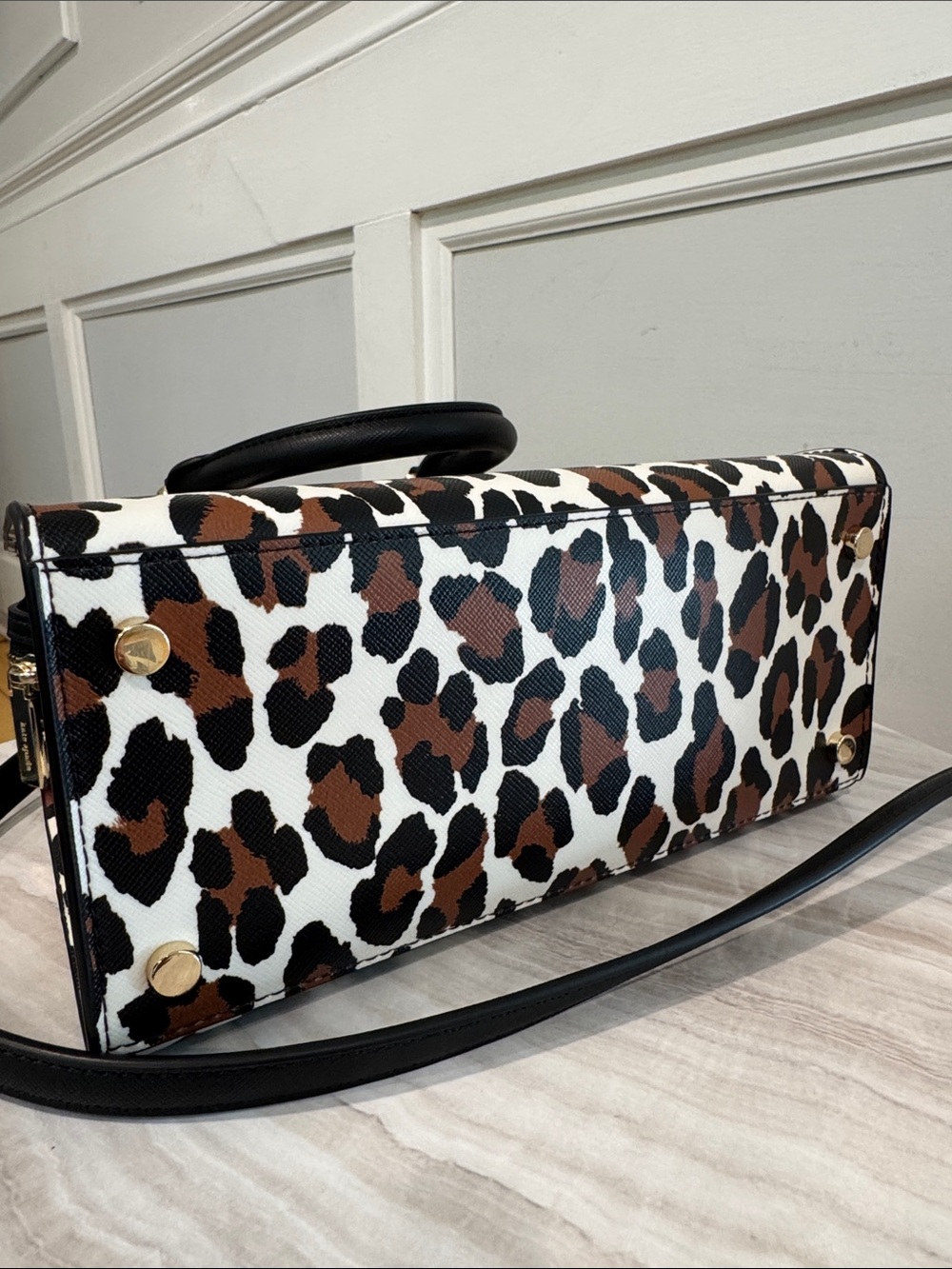 kate spade Bag Small Madison Spotted Animal Black & Brown Leopard Print Satchel - Picture 8 of 17